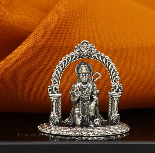 925 sterling silver handmade Divine Hindu god Lord Hanuman blessing Statue, amazing designer Divine Sculpture figurine puja article art157 - TRIBAL ORNAMENTS