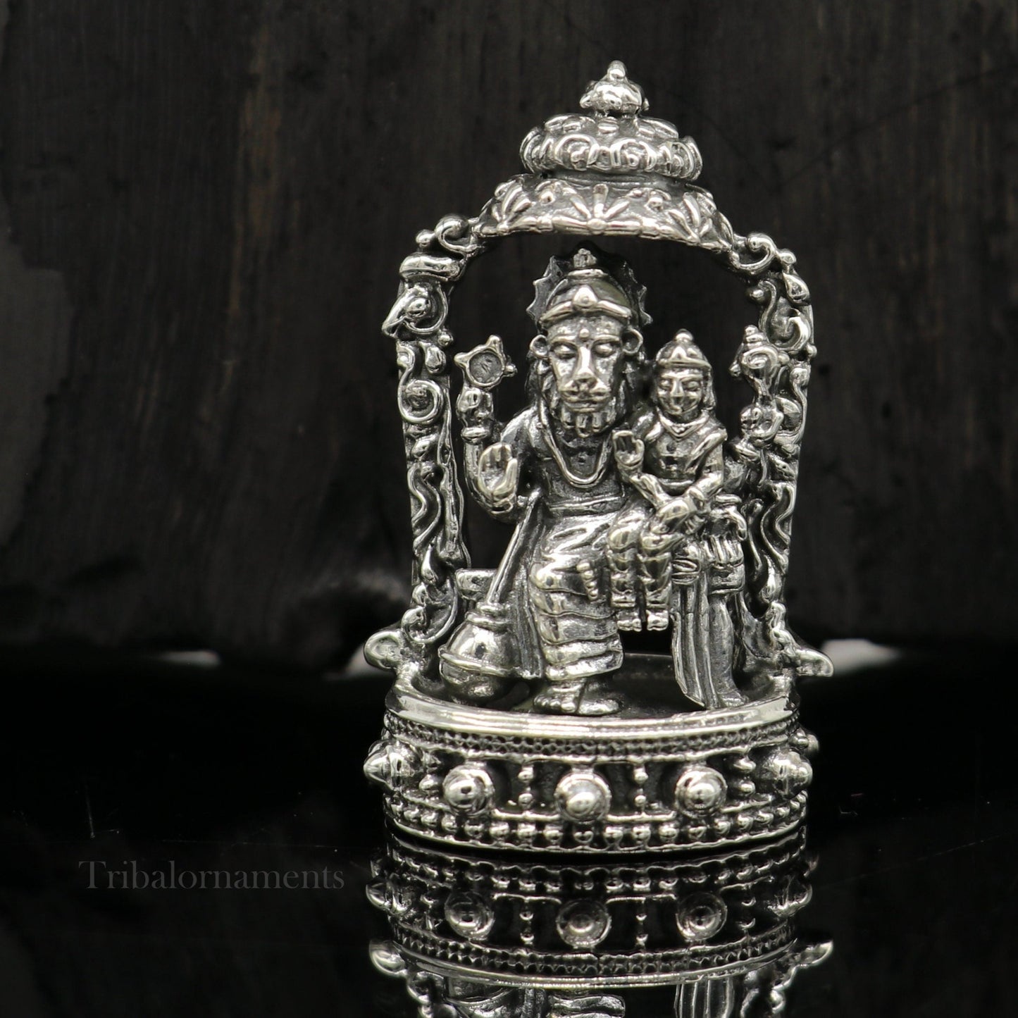 925 sterling silver handmade Narsinmha Narsingha statue or Murti with Prahalad, amazing Stunning diwal puja worshipping figurine art156 - TRIBAL ORNAMENTS