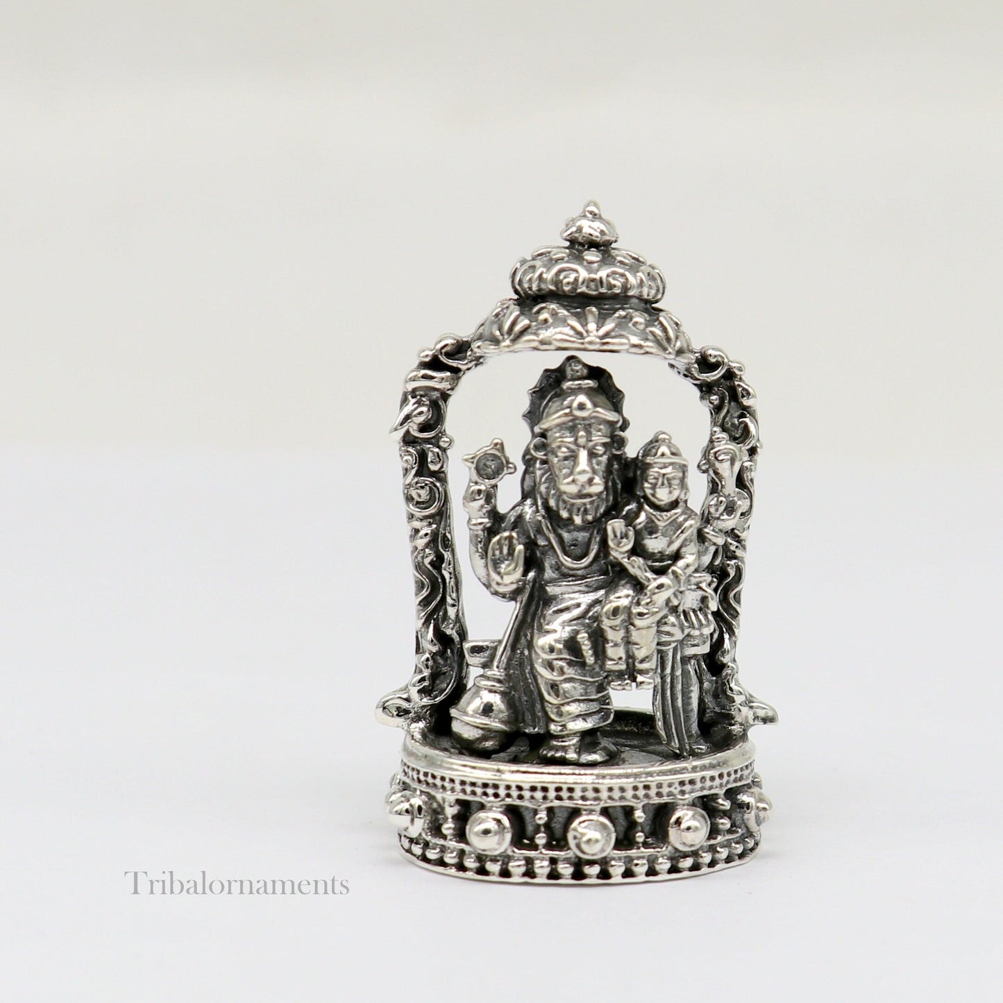 925 sterling silver handmade Narsinmha Narsingha statue or Murti with Prahalad, amazing Stunning diwal puja worshipping figurine art156 - TRIBAL ORNAMENTS