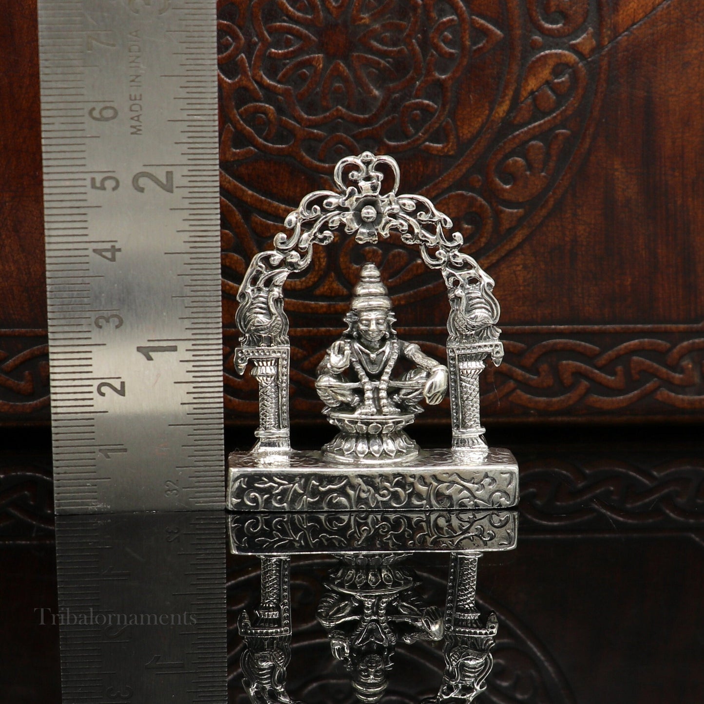 925 sterling silver handmade Divine Hindu idol Aayappa Sabarimala statue murti divine Statue Sculpture figurine puja article gifting art178 - TRIBAL ORNAMENTS