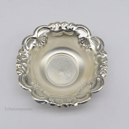 Solid sterling silver exclusive handcrafted work light weight bowl, puja utensils, silver article, silver utensils, silver vessel sv238 - TRIBAL ORNAMENTS