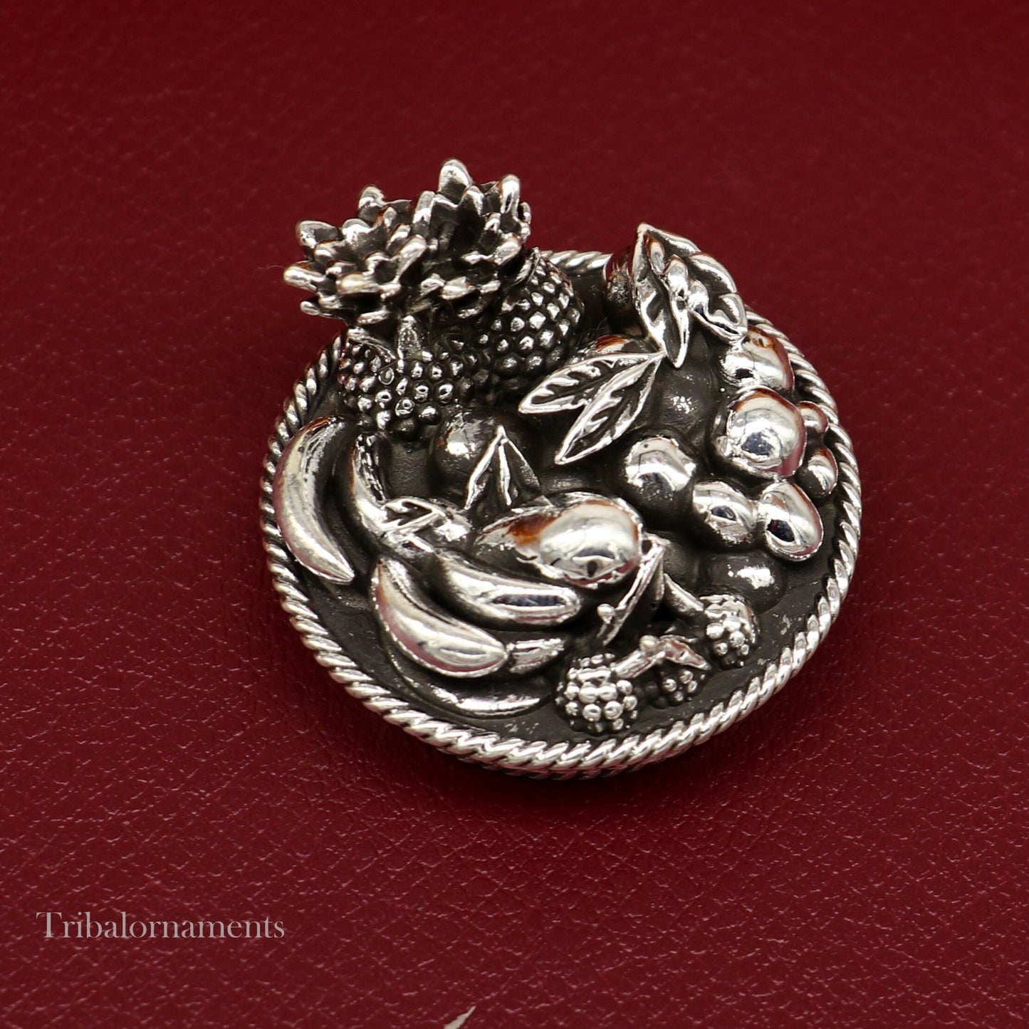 925 sterling silver handmade fabulous small mini fruit basket for puja or worshipping, solid Diwali puja article utensils gifting art su495 - TRIBAL ORNAMENTS