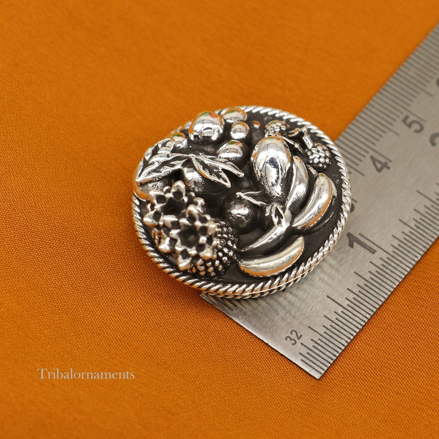 925 sterling silver handmade fabulous small mini fruit basket for puja or worshipping, solid Diwali puja article utensils gifting art su495 - TRIBAL ORNAMENTS