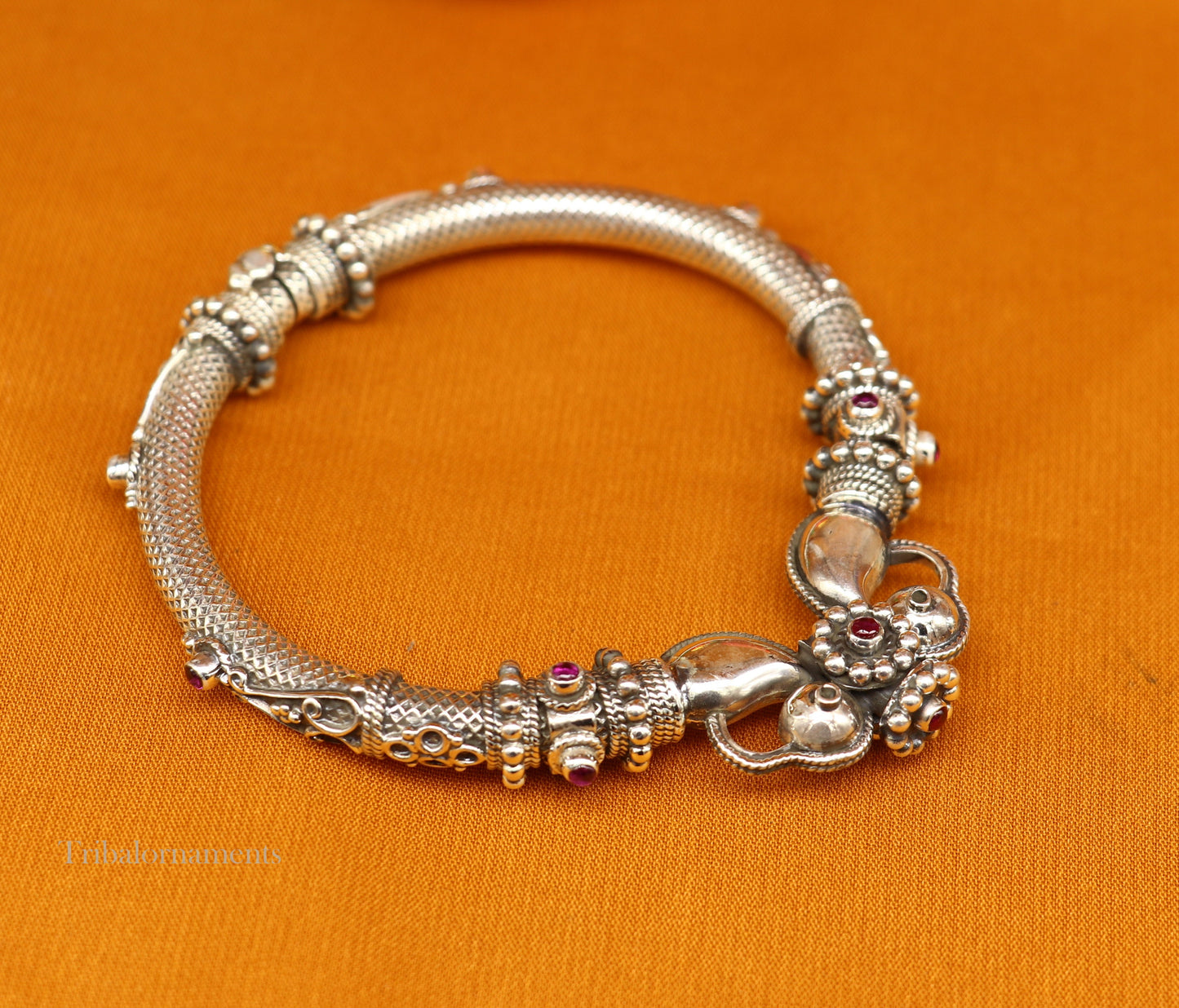 925 sterling silver customized indian vintage style bangle bracelet kada with unique locking system, best girl's belly dance jewelry nssk479 - TRIBAL ORNAMENTS