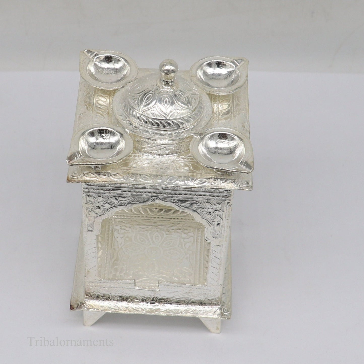 925 sterling silver handmade vintage antique design Hatri, best puja article with 5 lamp on it, best home temple decor utensils indiasu421 - TRIBAL ORNAMENTS