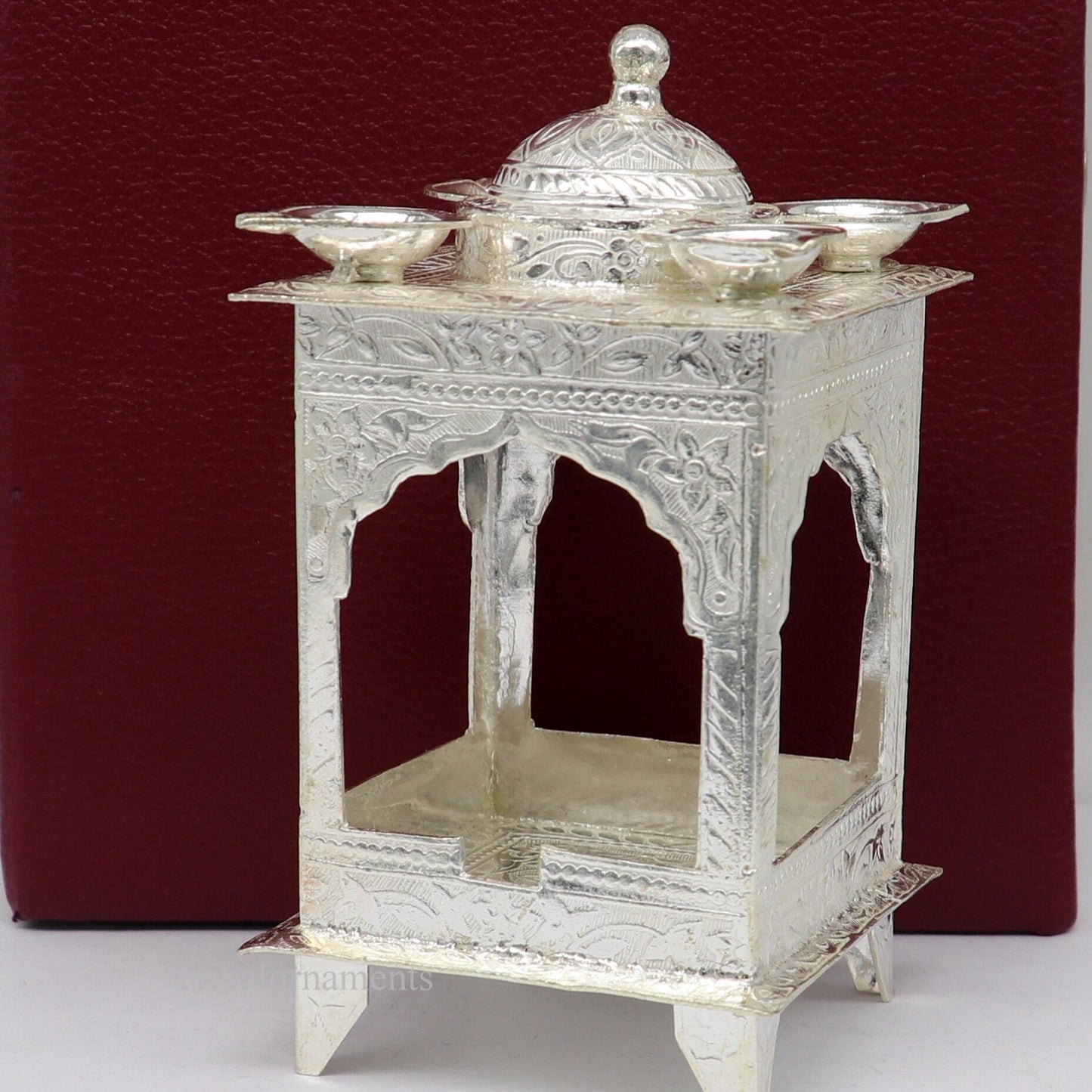 925 sterling silver handmade vintage antique design Hatri, best puja article with 5 lamp on it, best home temple decor utensils indiasu421 - TRIBAL ORNAMENTS