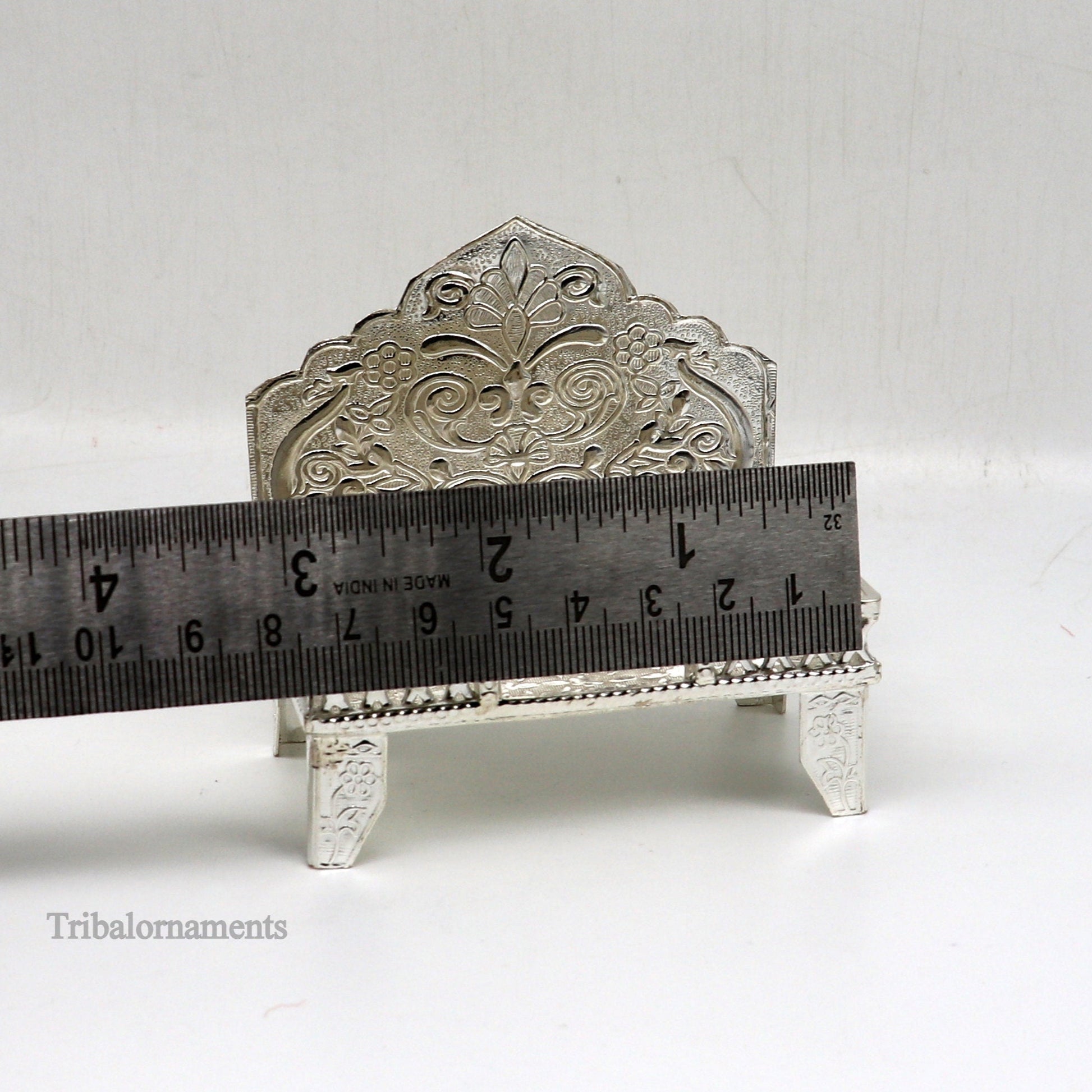 925 pure sterling silver handcrafted Singhasan,idols and goddess Throne, God statue Palna chair, temple art laddu gopal puja article su1015 - TRIBAL ORNAMENTS