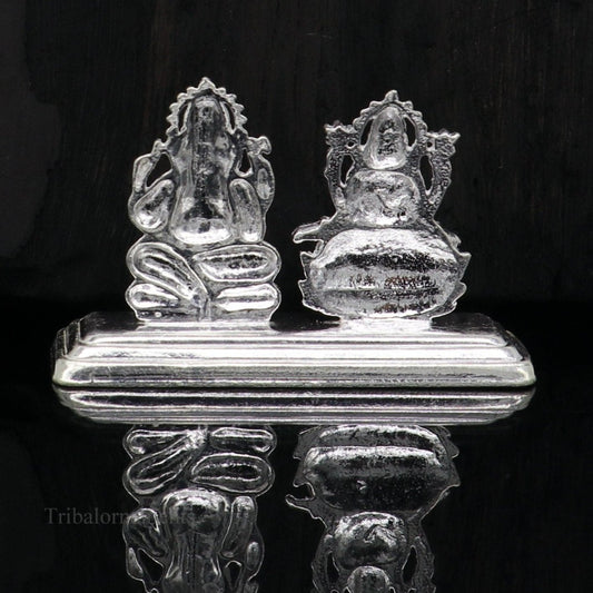 Solid Sterling silver handmade customized Hindu idols Laxmi and Ganesha statue, puja article figurine, home décor puja Articles india art47 - TRIBAL ORNAMENTS