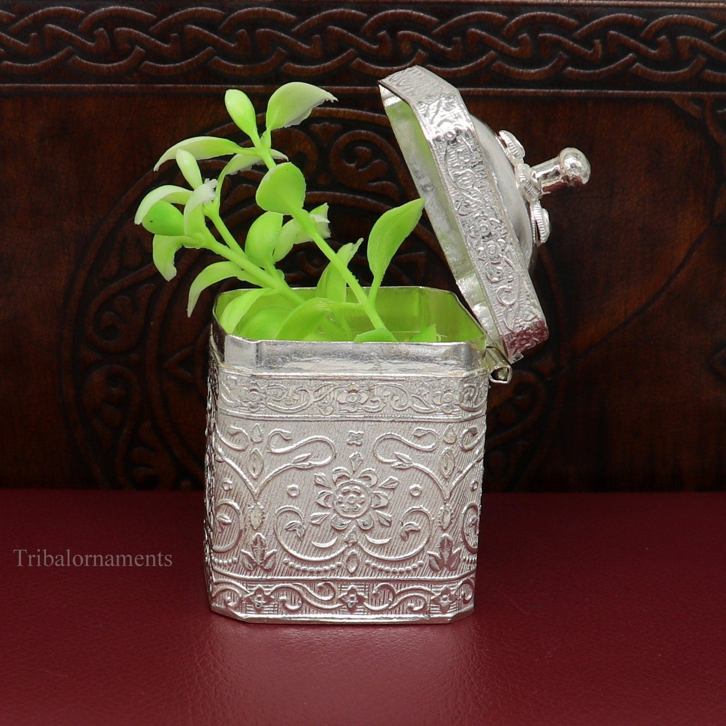 925 solid silver utensils vintage style trinket box, container/casket box bridal gifts floral work box, jewelry box silver utensils stb201 - TRIBAL ORNAMENTS