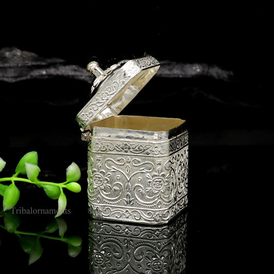 925 solid silver utensils vintage style trinket box, container/casket box bridal gifts floral work box, jewelry box silver utensils stb201 - TRIBAL ORNAMENTS