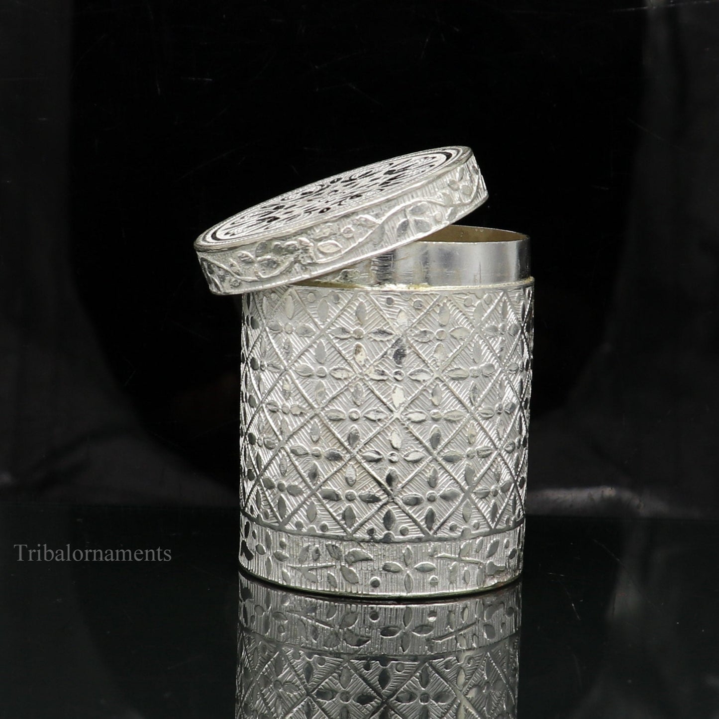 5.5 cm 925 solid silver utensils vintage style trinket box, container/casket box bridal floral work box, jewelry box silver utensils stb203 - TRIBAL ORNAMENTS