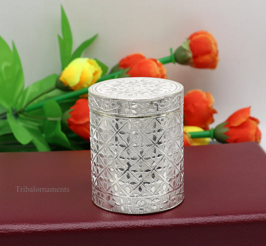 2.5" 925 solid silver utensils vintage style trinket box, container/casket box bridal floral work box, jewelry box silver utensils stb202 - TRIBAL ORNAMENTS