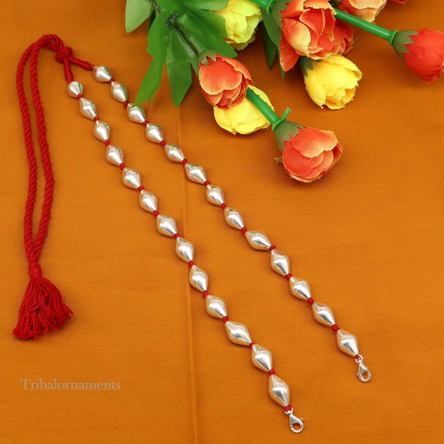 925 sterling silver handmade oval shape beaded adjustable string for pendant or Mangalsutra, best customized ethnic jewelry ideas set268 - TRIBAL ORNAMENTS