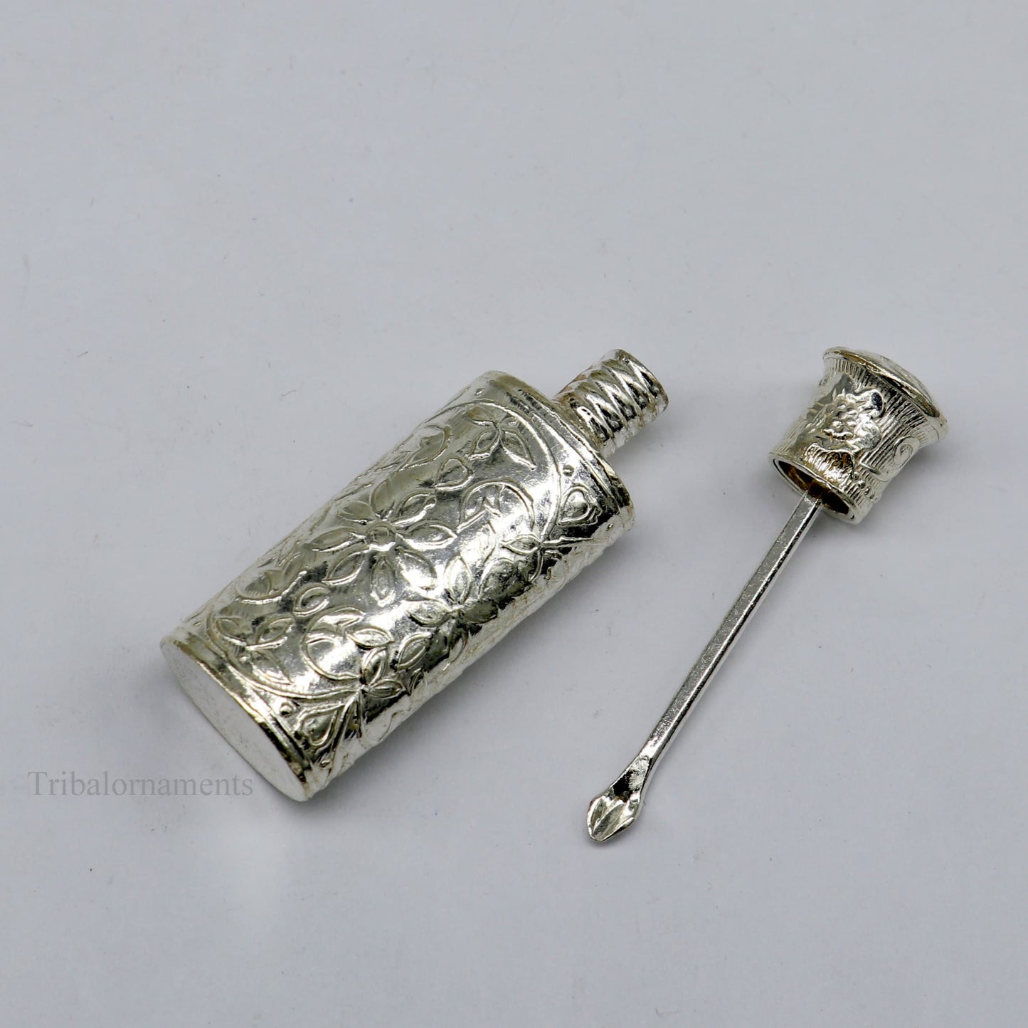Vintage floral design royal bridal queen style 925 sterling silver trinket box, container box, sindur/kumkum box, Vermilion bridal art stb86 - TRIBAL ORNAMENTS