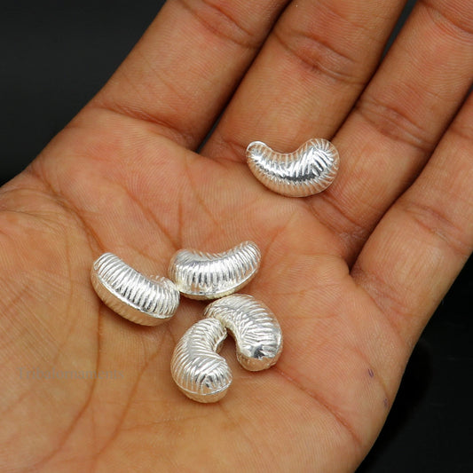 Lot 5 pieces Sterling silver handmade silver dry fruit, silver cashew kaju nut for puja, best gift for idols God, best puja article su438 - TRIBAL ORNAMENTS