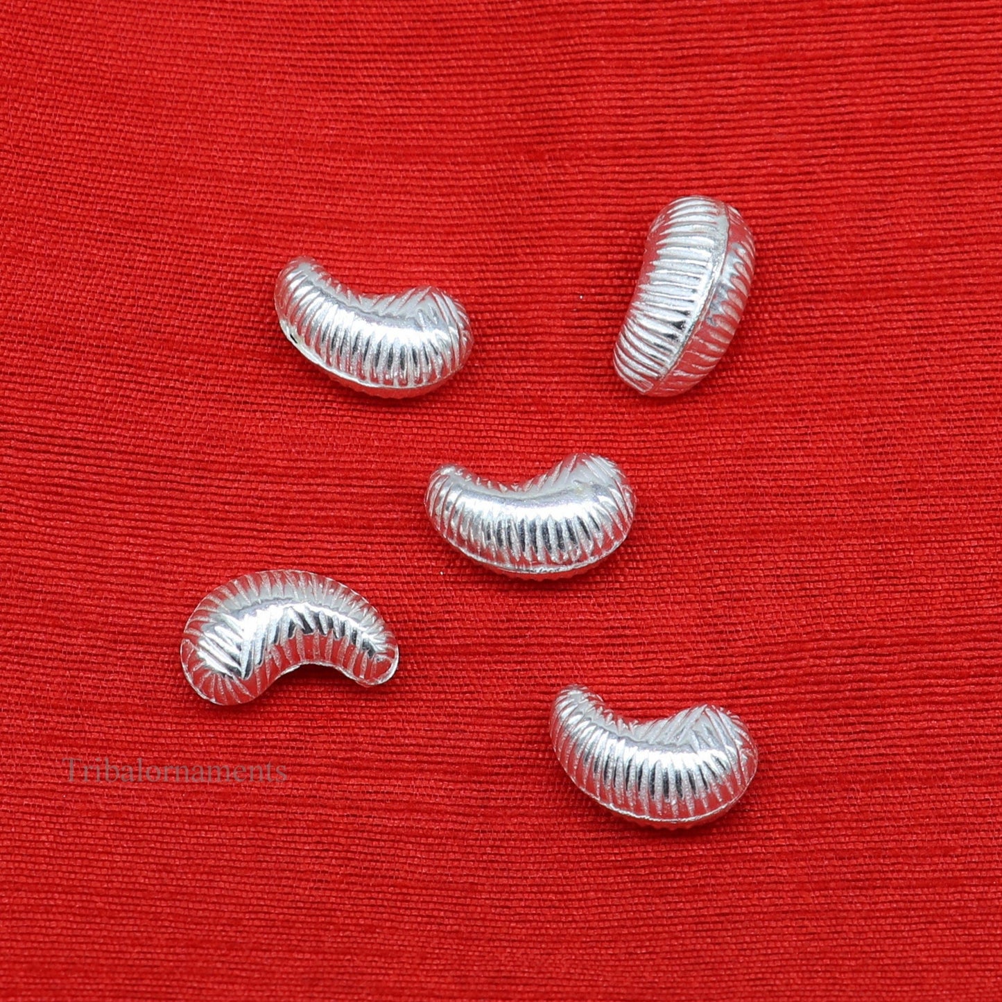 Lot 5 pieces Sterling silver handmade silver dry fruit, silver cashew kaju nut for puja, best gift for idols God, best puja article su438 - TRIBAL ORNAMENTS