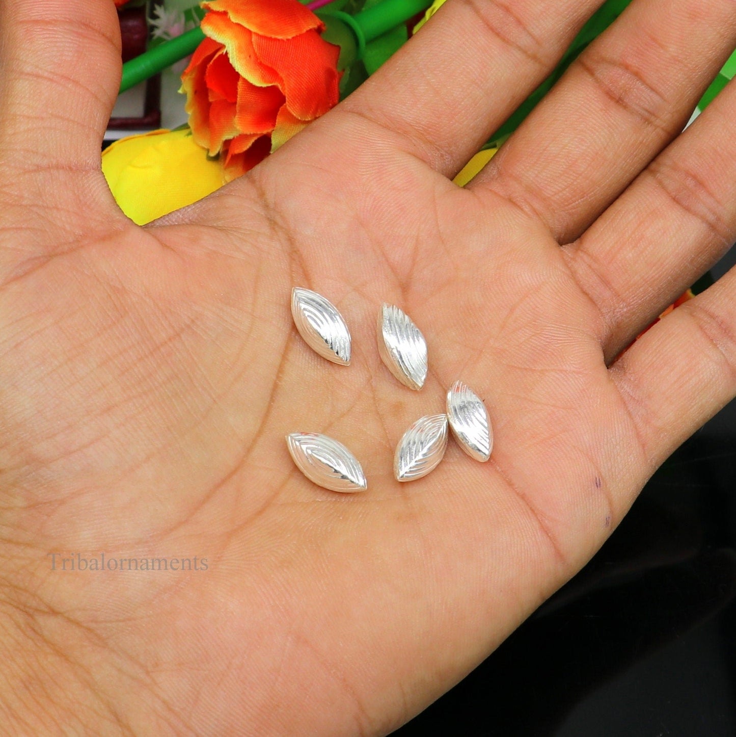 Lot 5 pieces Sterling silver handmade silver dry fruit, silver pista/ pistachio nut for puja, best gift idols God, best puja article su439 - TRIBAL ORNAMENTS