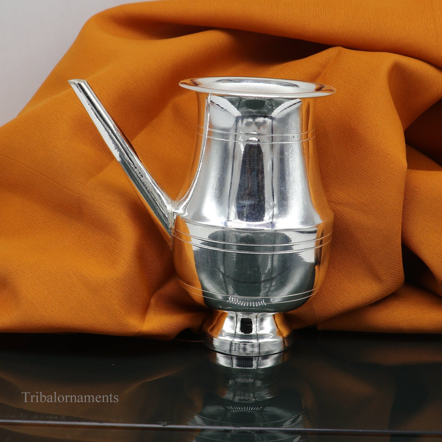 925 sterling silver customized designer puja kalash, lord shiva silver utensils with nozzles, karwa chauth kalash jar , puja article su441 - TRIBAL ORNAMENTS