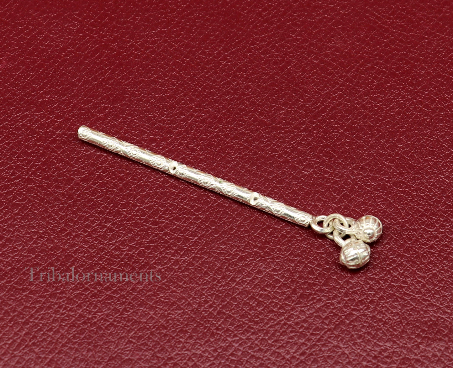 Vintage design small flute Solid silver handmade idol krishna flute, silver bansuri, laddu gopala flute, little krishna flute puja art su504 - TRIBAL ORNAMENTS