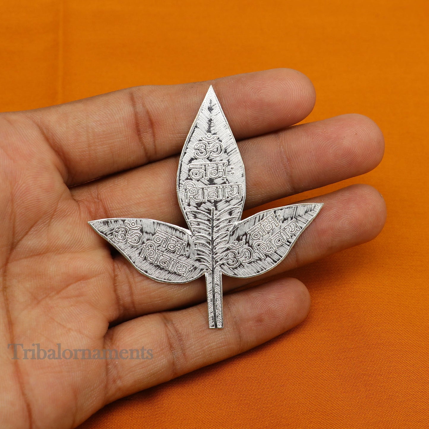 Lot 5 pieces bell patra Solid silver handmade solid belva patra, shiva worshipping/ puja article, belpatra or belva tree leaves india su507 - TRIBAL ORNAMENTS