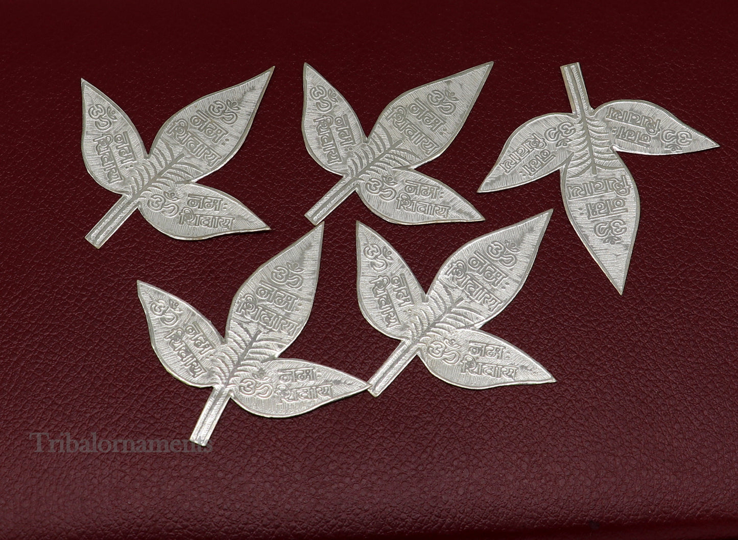 Lot 5 pcs bel Patra Solid silver handmade solid belva patra, shiva worshipping/ puja article, belpatra or belva tree leaves india su508 - TRIBAL ORNAMENTS