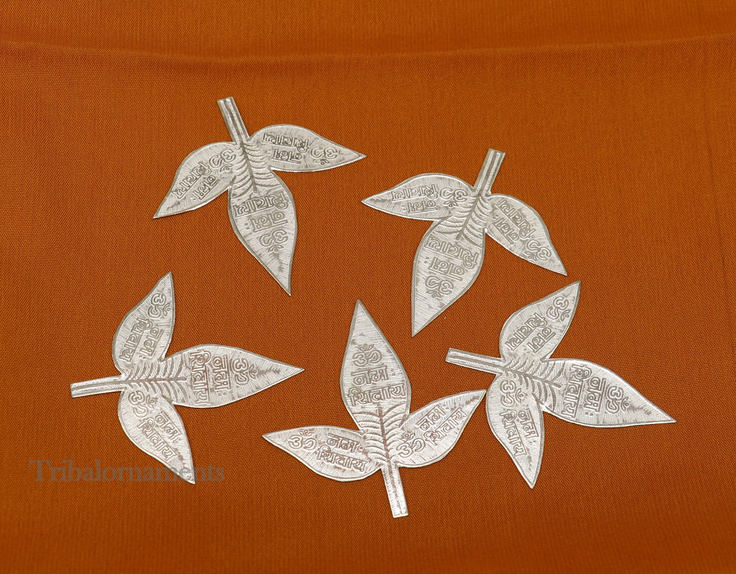 Lot 5 pcs bel Patra Solid silver handmade solid belva patra, shiva worshipping/ puja article, belpatra or belva tree leaves india su508 - TRIBAL ORNAMENTS
