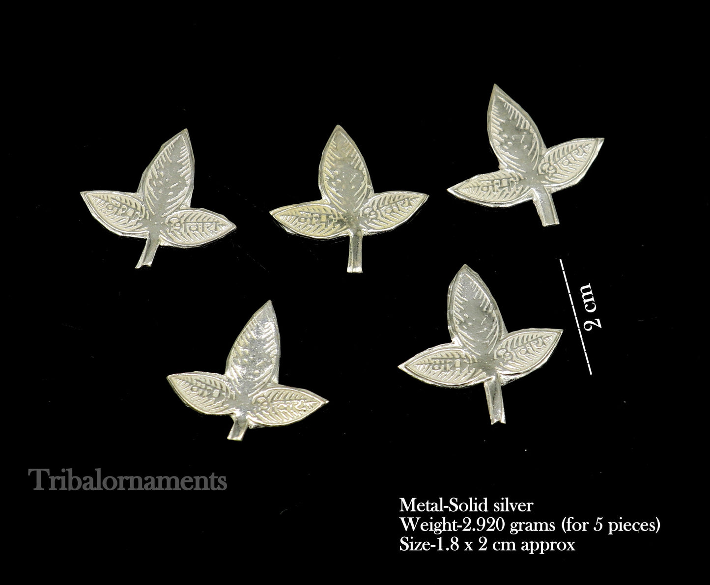2 cm Lord Shiva bel Patra Solid silver handmade solid belva patra, shiva worshipping/ puja article, bel tree leaves for puja su510 - TRIBAL ORNAMENTS