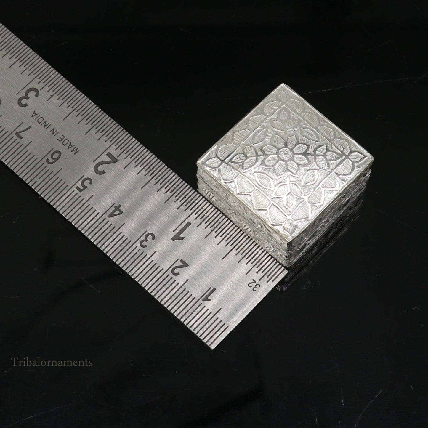 925 sterling silver trinket box, kajal box/casket box bridal square eyeliner box collection, container box, eyeliner box gifting art stb189 - TRIBAL ORNAMENTS