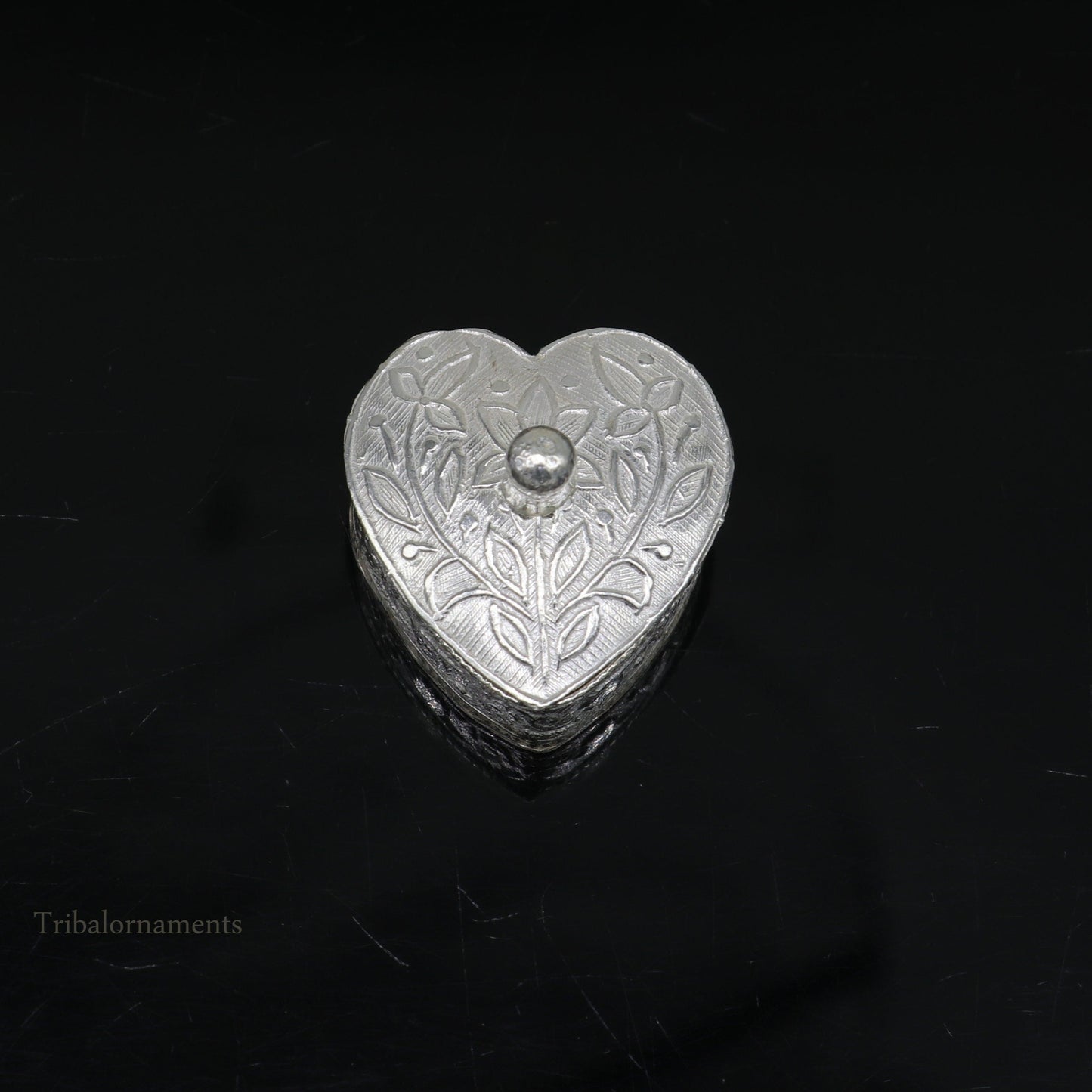 925 sterling silver trinket box, kajal box/casket box bridal heart shape Sindur box collection, container box, eyeliner box gifting stb182 - TRIBAL ORNAMENTS