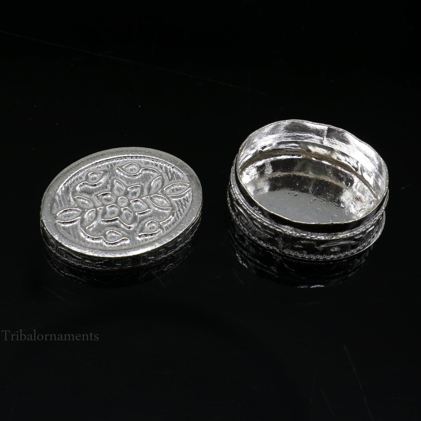 925 sterling silver trinket box, kajal box/casket box bridal oval shape box collection, container box, eyeliner box gifting art stb170 - TRIBAL ORNAMENTS