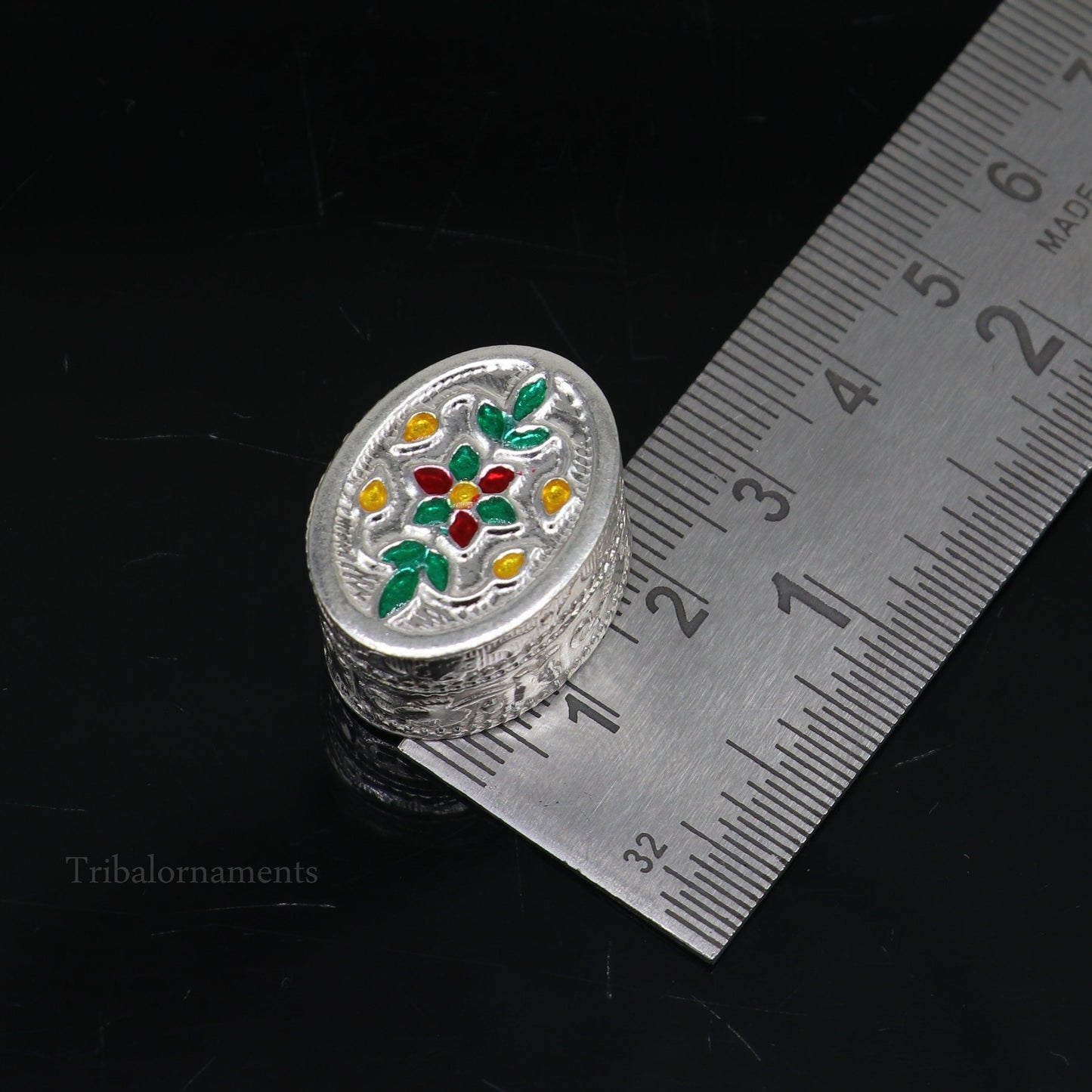 925 sterling silver trinket box, kajal box/casket box bridal oval shape box collection, container box, eyeliner box gifting art stb166 - TRIBAL ORNAMENTS