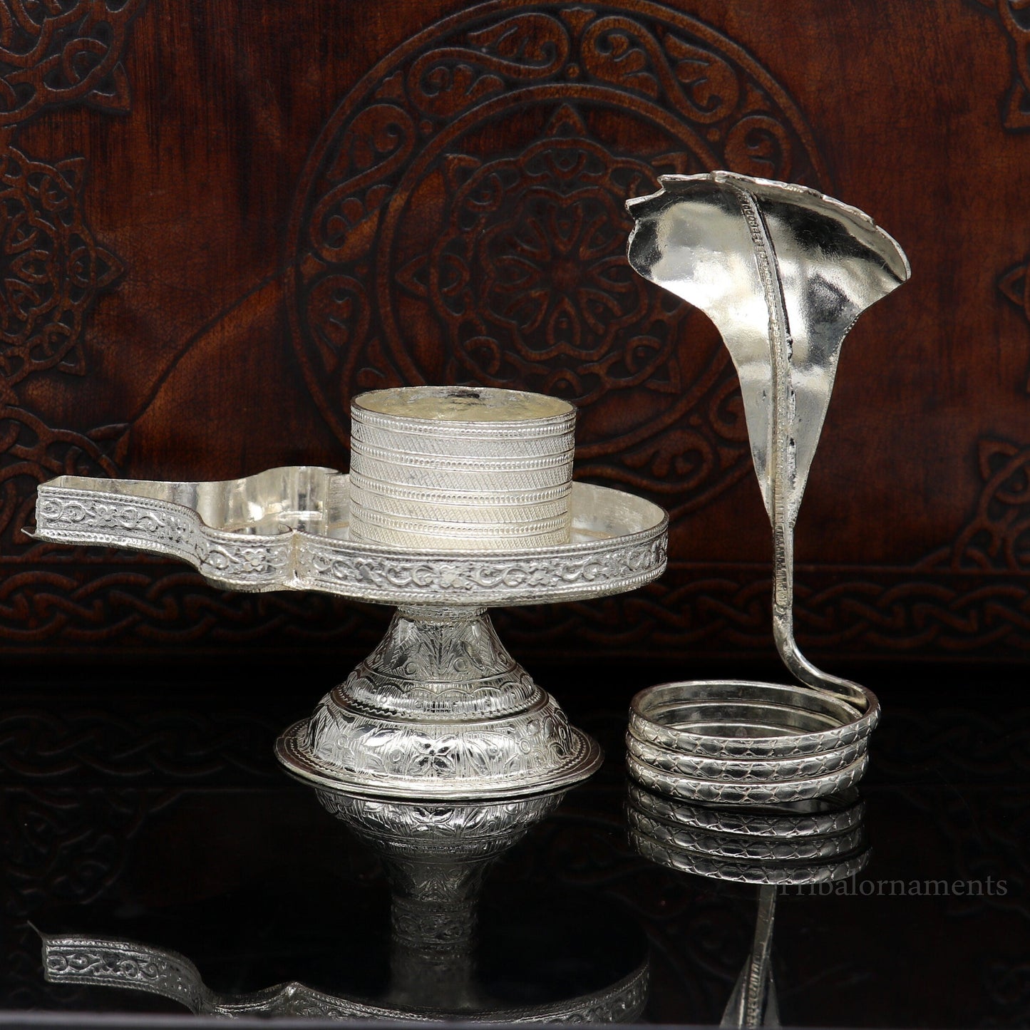 925 fine solid sterling silver lord shiva lingam stand/jalheri, use for put/hold shiva lingam in home temple, awesome handmade article su455 - TRIBAL ORNAMENTS