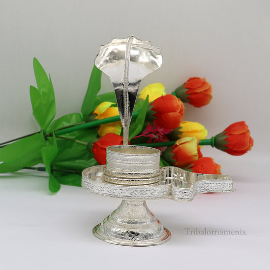 925 fine solid sterling silver lord shiva lingam stand/jalheri, use for put/hold shiva lingam in home temple, awesome handmade article su455 - TRIBAL ORNAMENTS