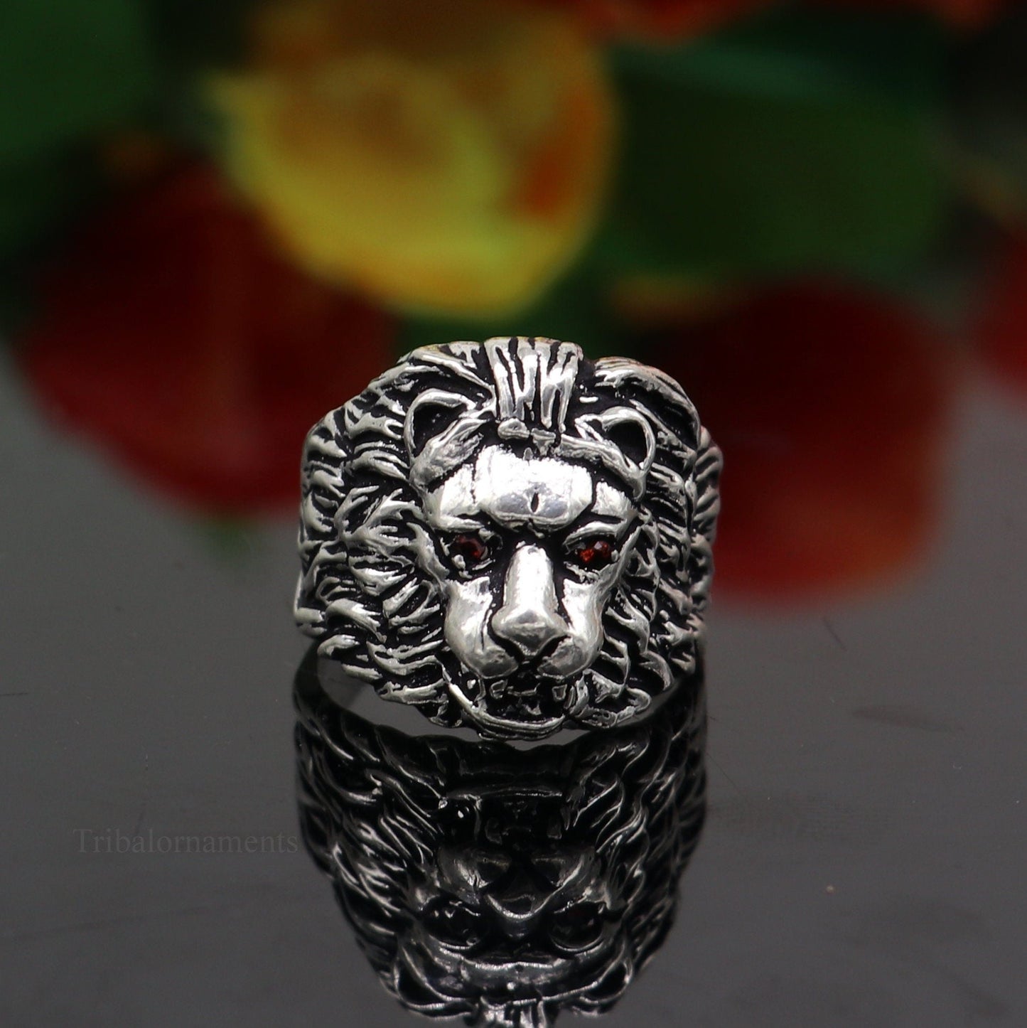 925 sterling silver handcrafted lion ring, Amazing vintage design customized ring band for unisex gifting from india ring432 - TRIBAL ORNAMENTS