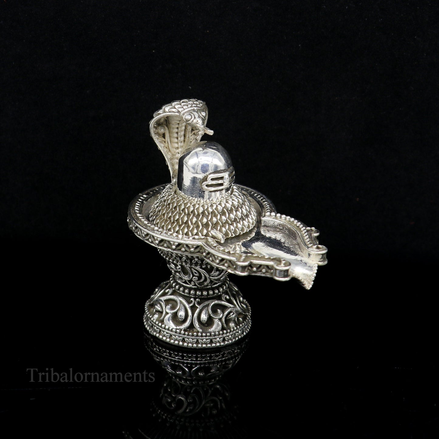 925 fine solid sterling silver lord Shiva lingam Jalheri With Snake, Stunning Divine god Shiva lingam, awesome handmade temple article su482 - TRIBAL ORNAMENTS