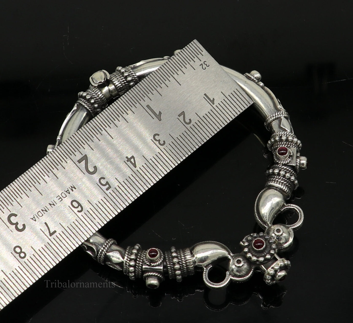 925 Sterling silver handmade indian traditional vintage antique design tribal ethnic belly dance bangle bracelet kada nssk491 - TRIBAL ORNAMENTS