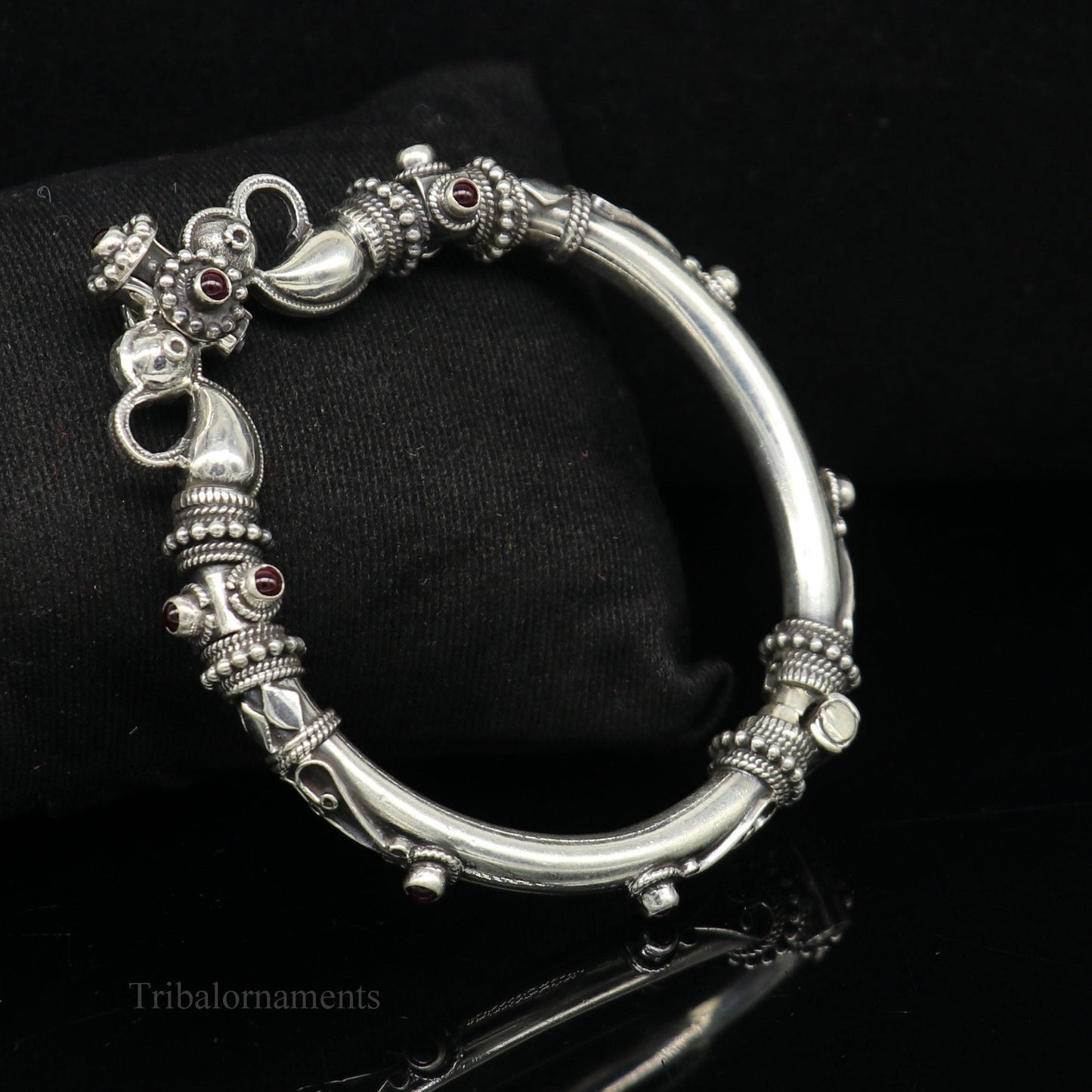 925 Sterling silver handmade indian traditional vintage antique design tribal ethnic belly dance bangle bracelet kada nssk491 - TRIBAL ORNAMENTS