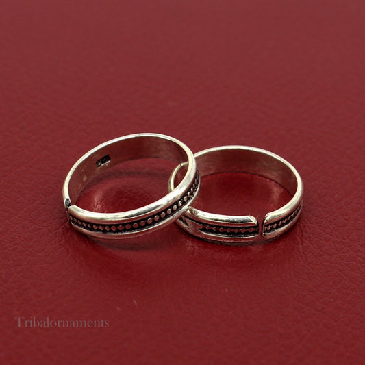 Best brides toe ring, 92.5 sterling silver customized adjustable vintage antique style handmade toe ring band for girl's women's  toer110 - TRIBAL ORNAMENTS