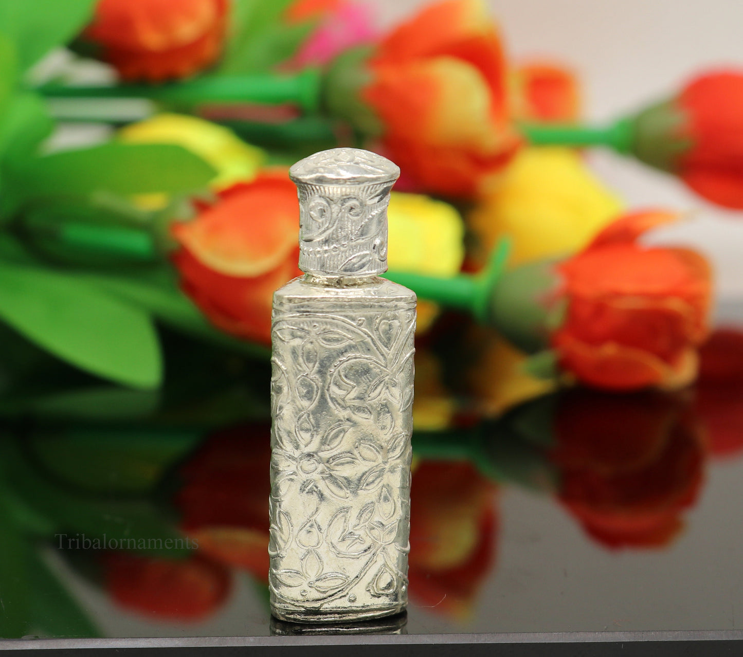 Vintage floral design royal bridal queen style sterling silver trinket box, container box, sindur/kumkum box, Vermilion bridal art stb258 - TRIBAL ORNAMENTS
