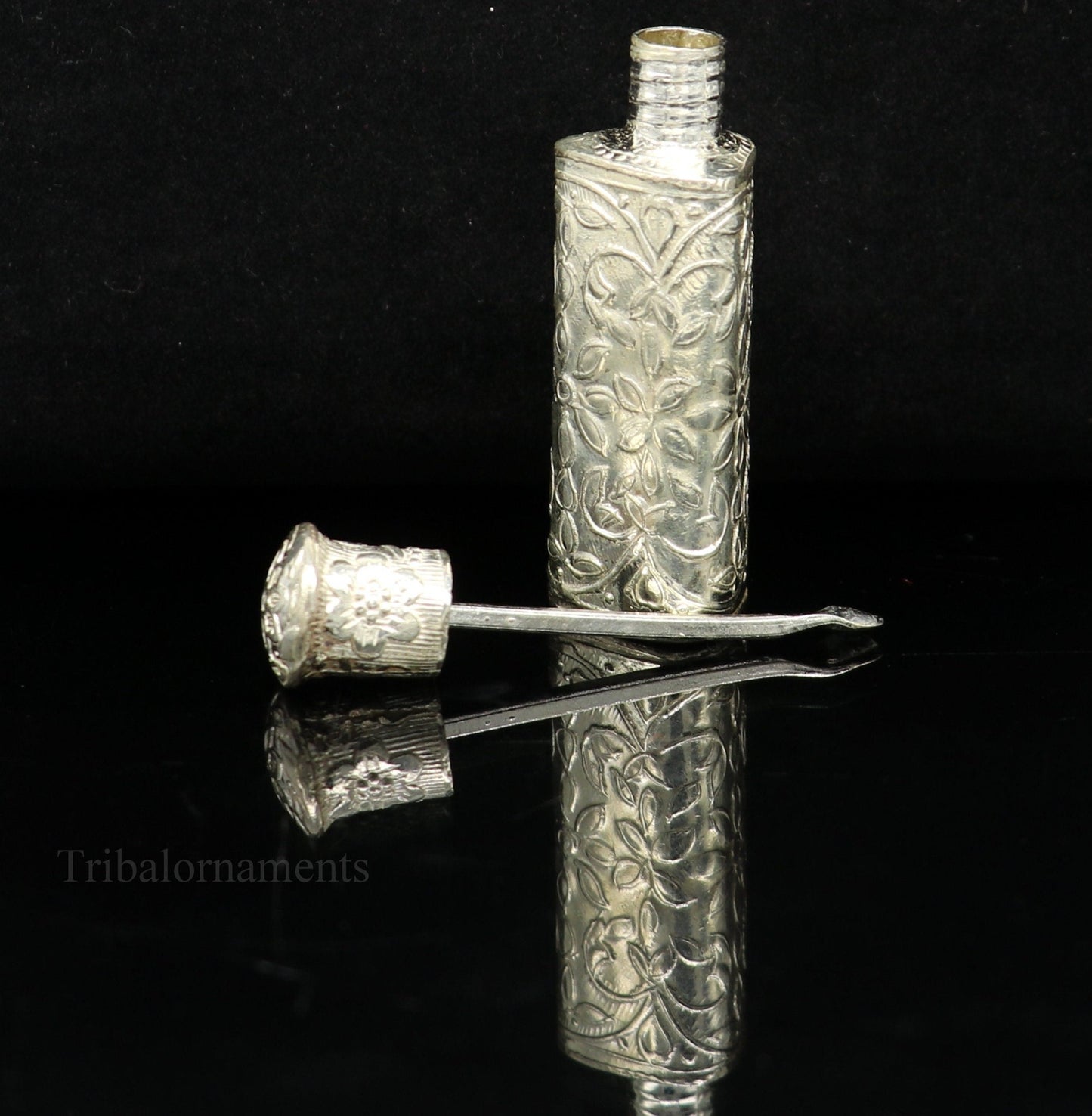 Vintage floral design royal bridal queen style sterling silver trinket box, container box, sindur/kumkum box, Vermilion bridal art stb258 - TRIBAL ORNAMENTS