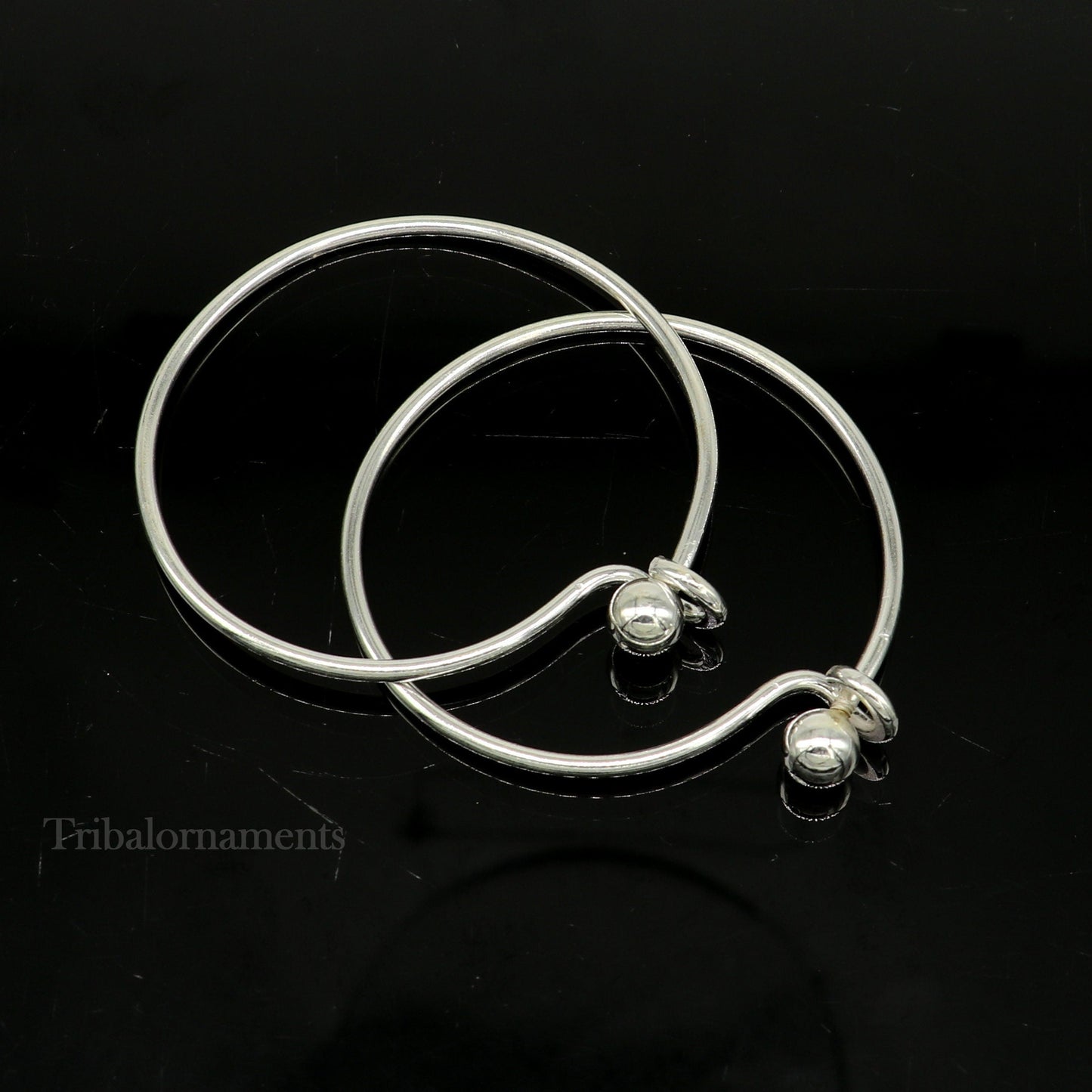 925 sterling customized plain design ball work stylish designer bangle bracelet pure silver gifting jewelry, brides made bangles nba173 - TRIBAL ORNAMENTS