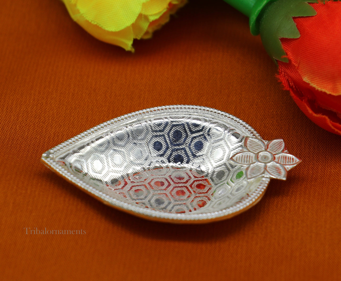 Solid silver handmade elegant oil lamp or kumkum bowl, silver home temple utensils, silver diya, deepak, silver utensils Diwali puja su533 - TRIBAL ORNAMENTS