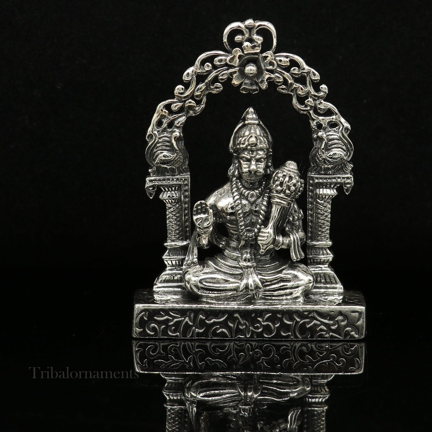 925 sterling silver handmade Divine Hindu god Lord Hanuman blessing Statue, amazing designer Divine Sculpture figurine puja article art162 - TRIBAL ORNAMENTS