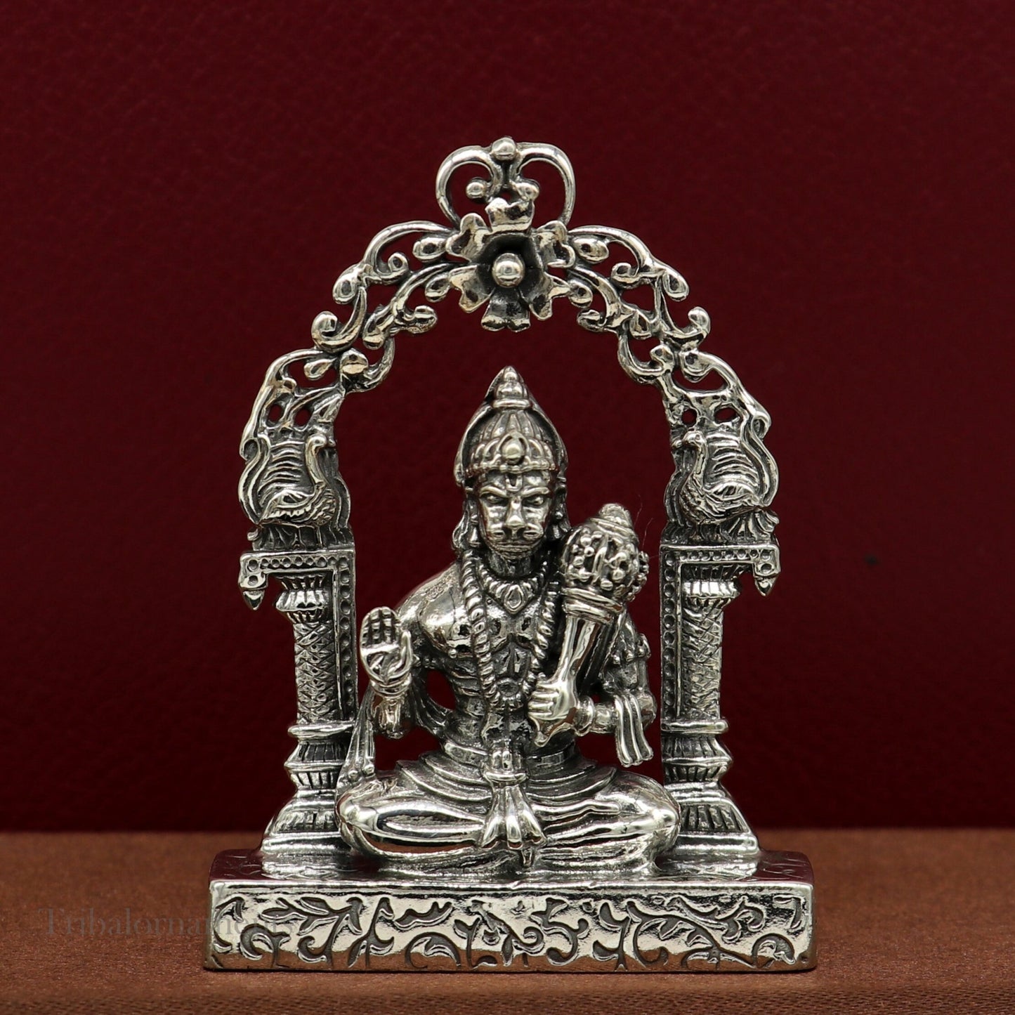 925 sterling silver handmade Divine Hindu god Lord Hanuman blessing Statue, amazing designer Divine Sculpture figurine puja article art162 - TRIBAL ORNAMENTS