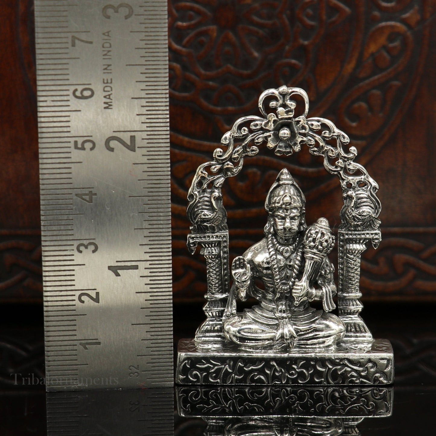 925 sterling silver handmade Divine Hindu god Lord Hanuman blessing Statue, amazing designer Divine Sculpture figurine puja article art162 - TRIBAL ORNAMENTS