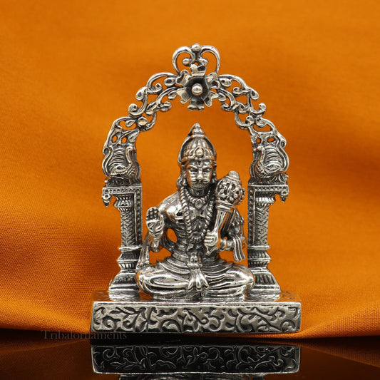 925 sterling silver handmade Divine Hindu god Lord Hanuman blessing Statue, amazing designer Divine Sculpture figurine puja article art162 - TRIBAL ORNAMENTS