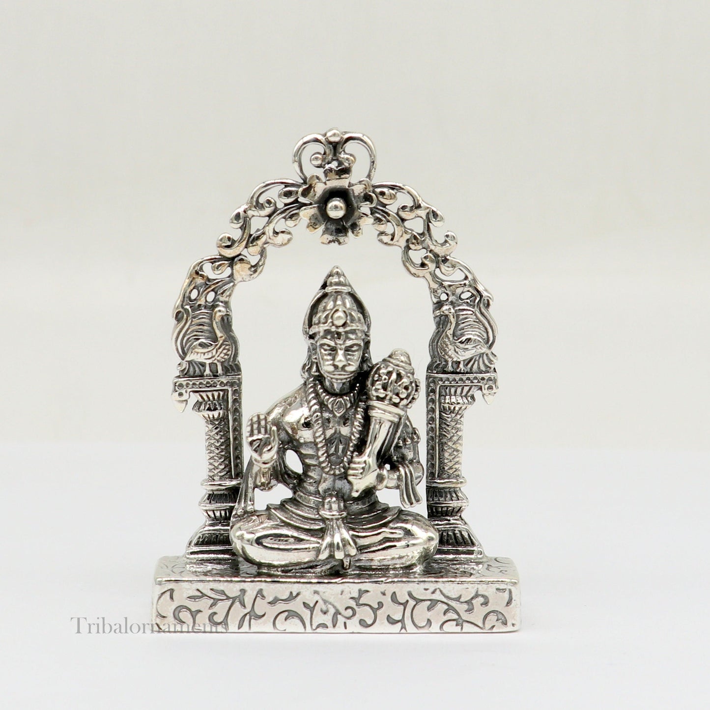 925 sterling silver handmade Divine Hindu god Lord Hanuman blessing Statue, amazing designer Divine Sculpture figurine puja article art162 - TRIBAL ORNAMENTS