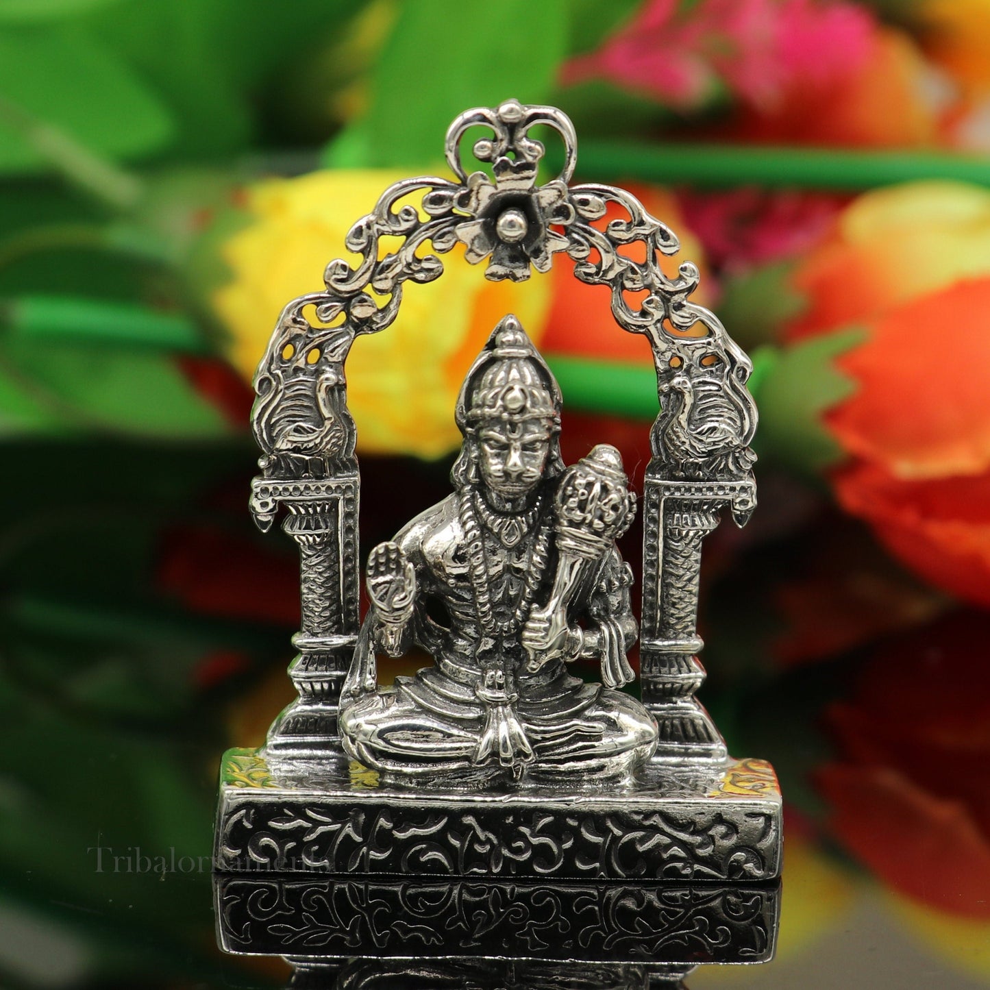 925 sterling silver handmade Divine Hindu god Lord Hanuman blessing Statue, amazing designer Divine Sculpture figurine puja article art162 - TRIBAL ORNAMENTS