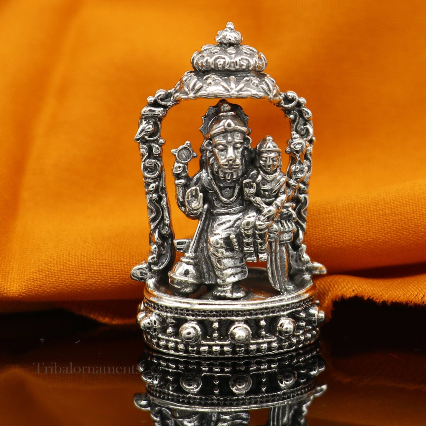 925 sterling silver handmade Narsinmha Narsingha statue or Murti with Prahalad, amazing Stunning diwal puja worshipping figurine art156 - TRIBAL ORNAMENTS