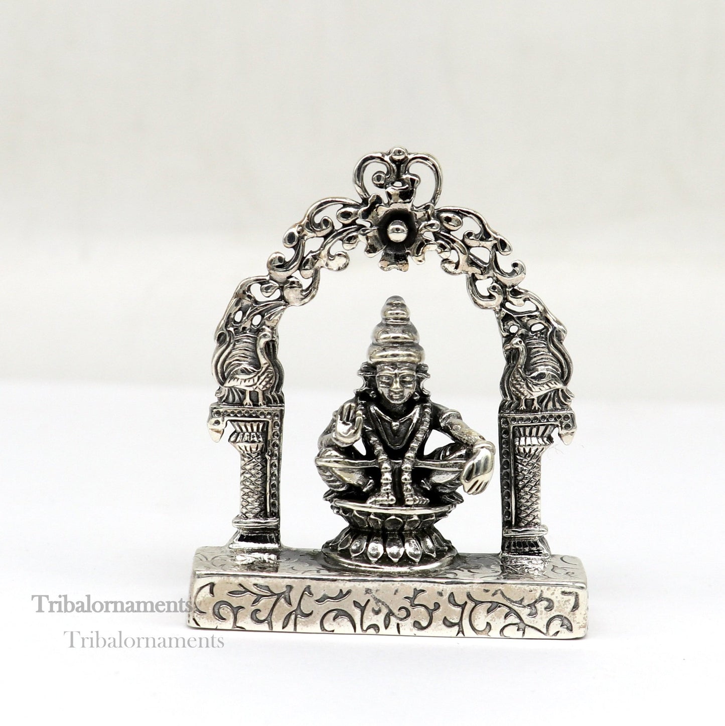 925 sterling silver handmade Divine Hindu idol Aayappa Sabarimala statue murti divine Statue Sculpture figurine puja article gifting art178 - TRIBAL ORNAMENTS